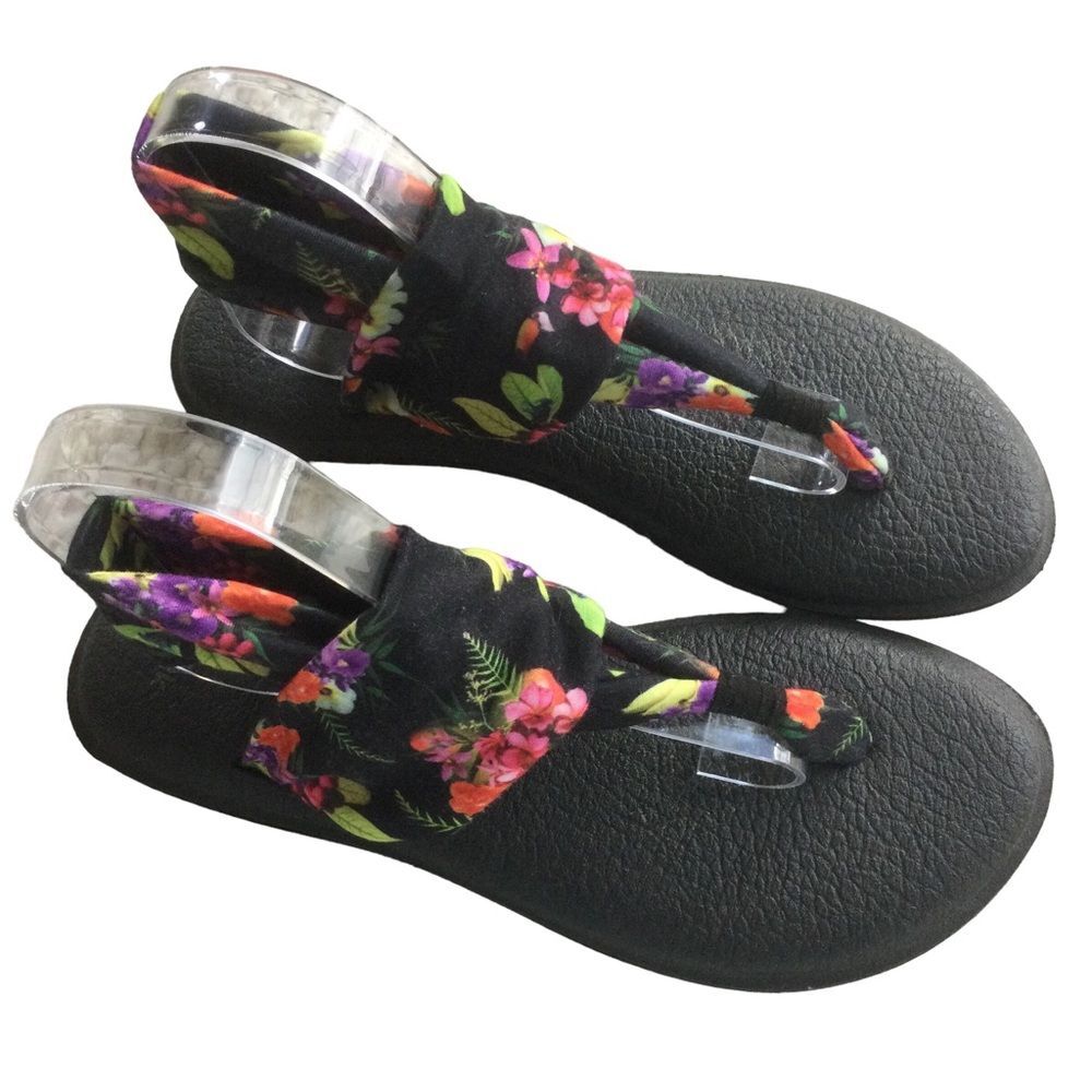 Sanuk Floral Slingback Yoga Thong Sandal Size 10 - Picture 6 of 9